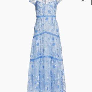 Monique Lhuillier Light Blue Floral Maxi Dress size 2